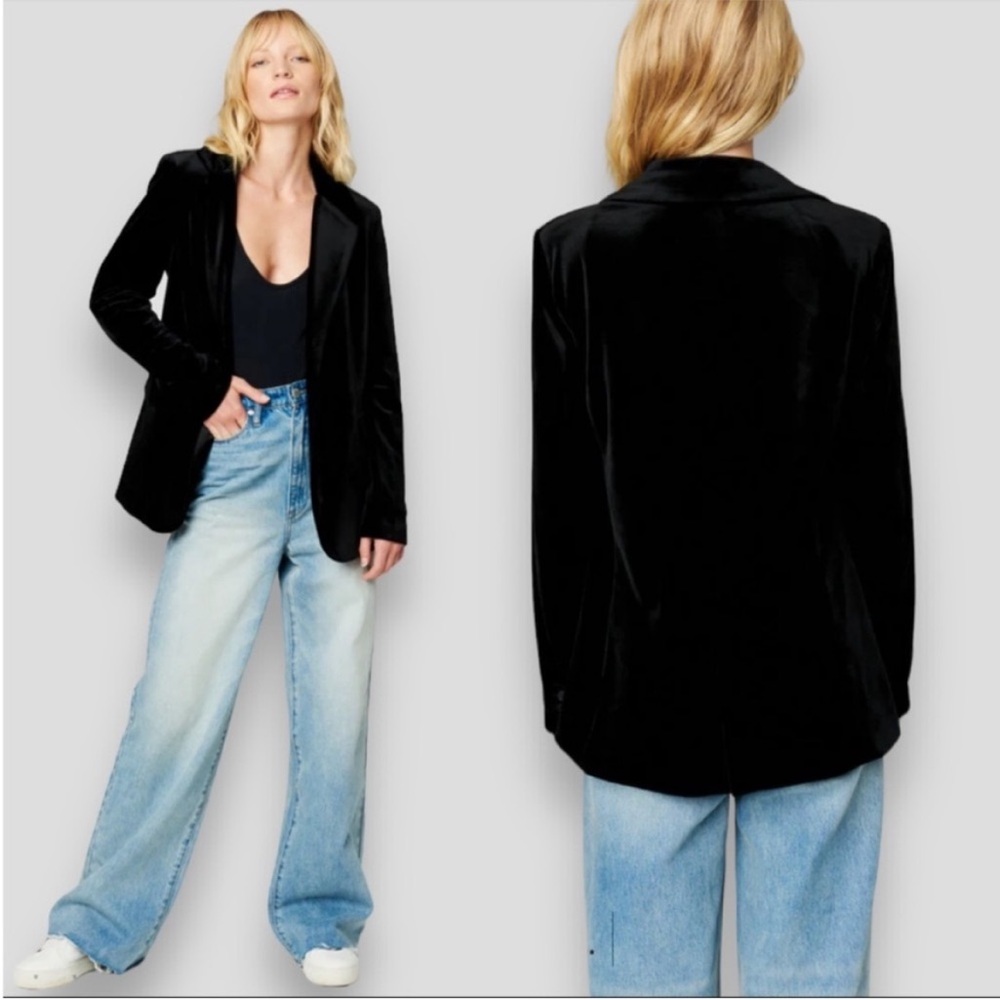 NWT Blank NYC Closing Time Oversized Black Velvet Blazer Medium Oversize